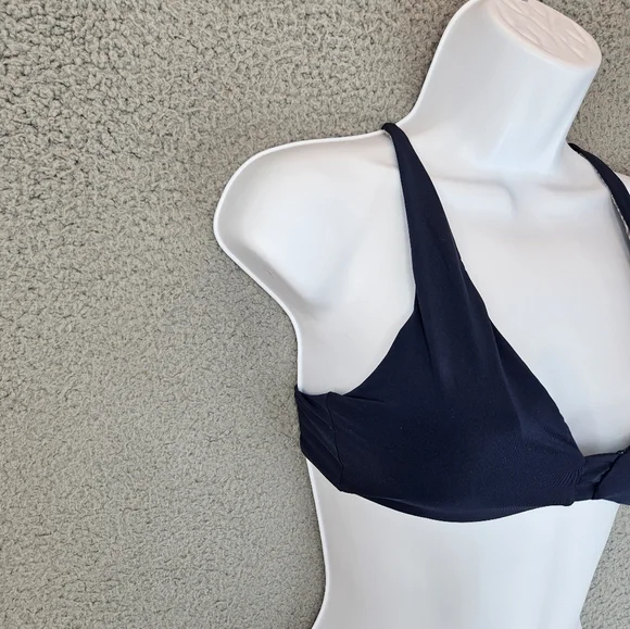 Maaji Womens Swim Suit Bikini Top Sz S Reversible Blue One Side Trees Beachy - Picture 8 of 11